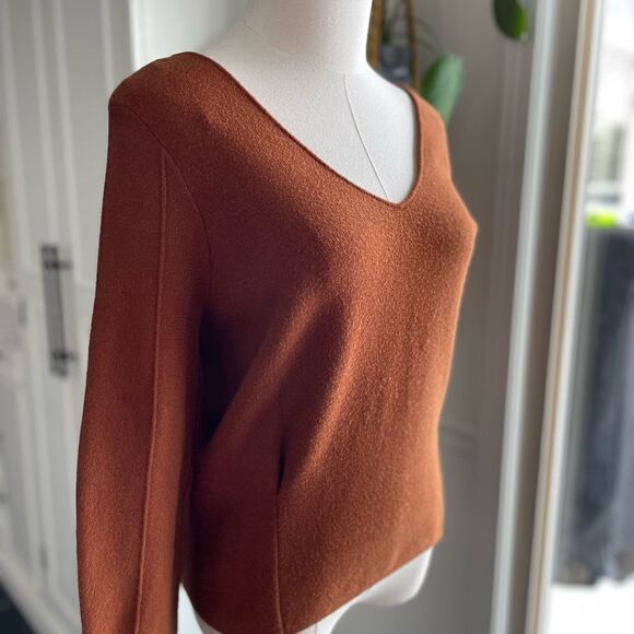 Maeve Anthropologie Lupita V-Neck Sweater Warm Brown M - Picture 6 of 9
